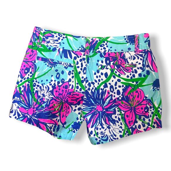 Lilly Pulitzer Womens Shorts Sz 00 Callahan In The Garden Fluorescent Resort NEW - Picture 3 of 5